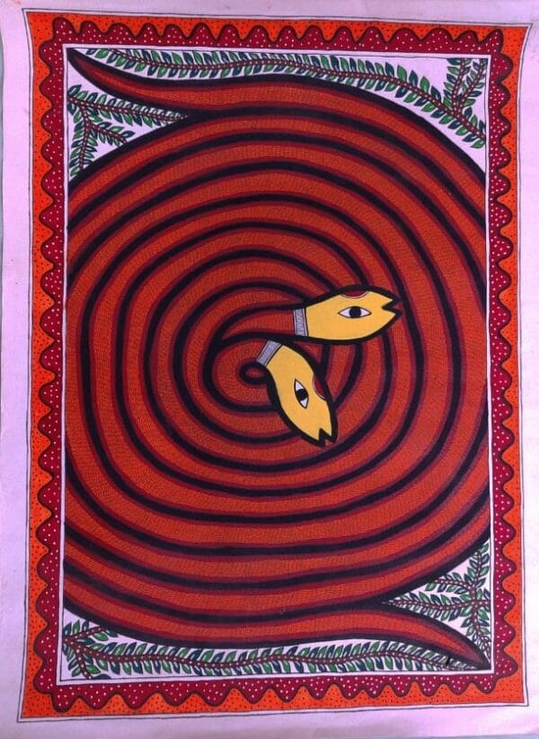 Two Snakes - Madhubani painting - saraswatikumari -27