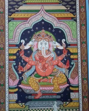 Trimukhi Ganesha - Pattachitra painting - Manas Kumar - 14