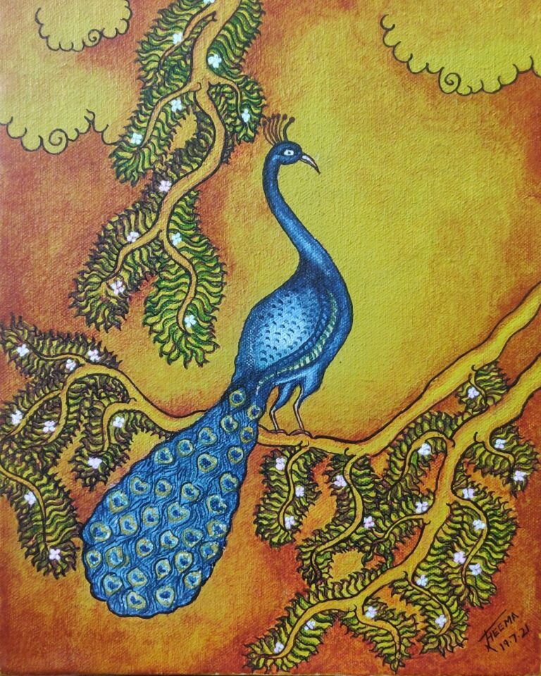 Peacock On The Tree Kerala Mural 8 X 12 International Indian   Peacock On The Tree Kerala Mural Seema 09 768x960 