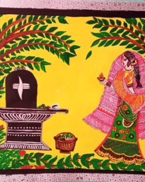 Sibling Prayer - Madhubani painting - Naina Mishra - 03