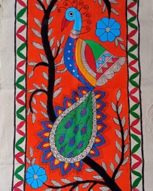 Peacock on a branch - Madhubani - Antra - 37