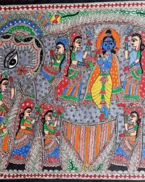 Navratan Haathi - Madhubani painting - Urmila Devi