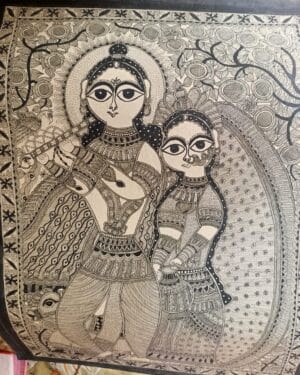 Radha Krishna - Madhubani painting - Urmila Devi
