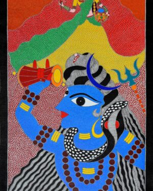 Shiva with Ganga - Madhubani painting - Renu Singh