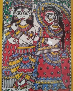 Shri Radhe Govinda - Madhubani painting - Vartika Das