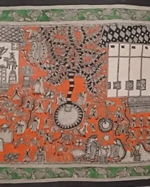 Village Scene - Madhubani painting - Urmila Devi