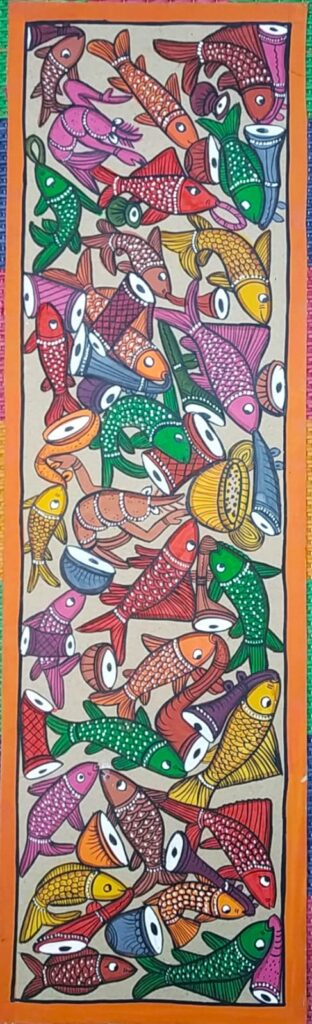 Fish Marriage #12 - Patua painting (1.3ft x 1ft) - International Indian ...