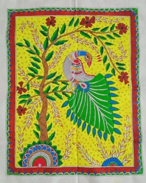 Peacock on a branch - Madhubani - Antra - 42