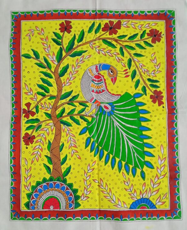 Peacock on a branch - Madhubani - Antra - 42