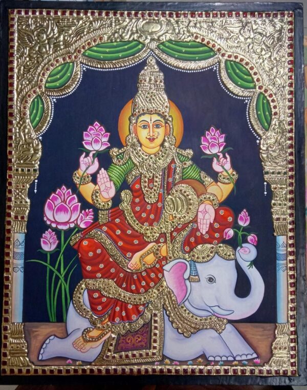 Gajalakshmi Tanjore Painting 16 x 20
