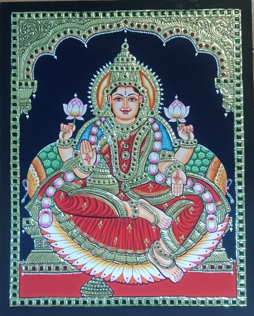 Goddess Maha Lakshmi #1 - Tanjore Painting (15