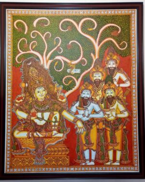 Lord Dakshinumurthy with four Sanakadi Rishis - Kerala Mural - Shivadas - 01
