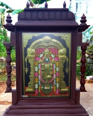 Lord Venkatachalapathy 3D Emobossed Tanjore Painting 24 x 36 with Mandapam Frame