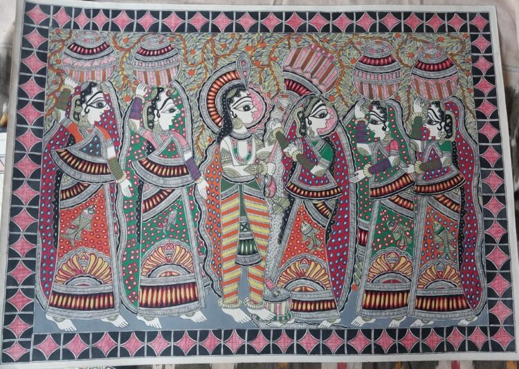 Radha Krishna - Madhubani painting (22