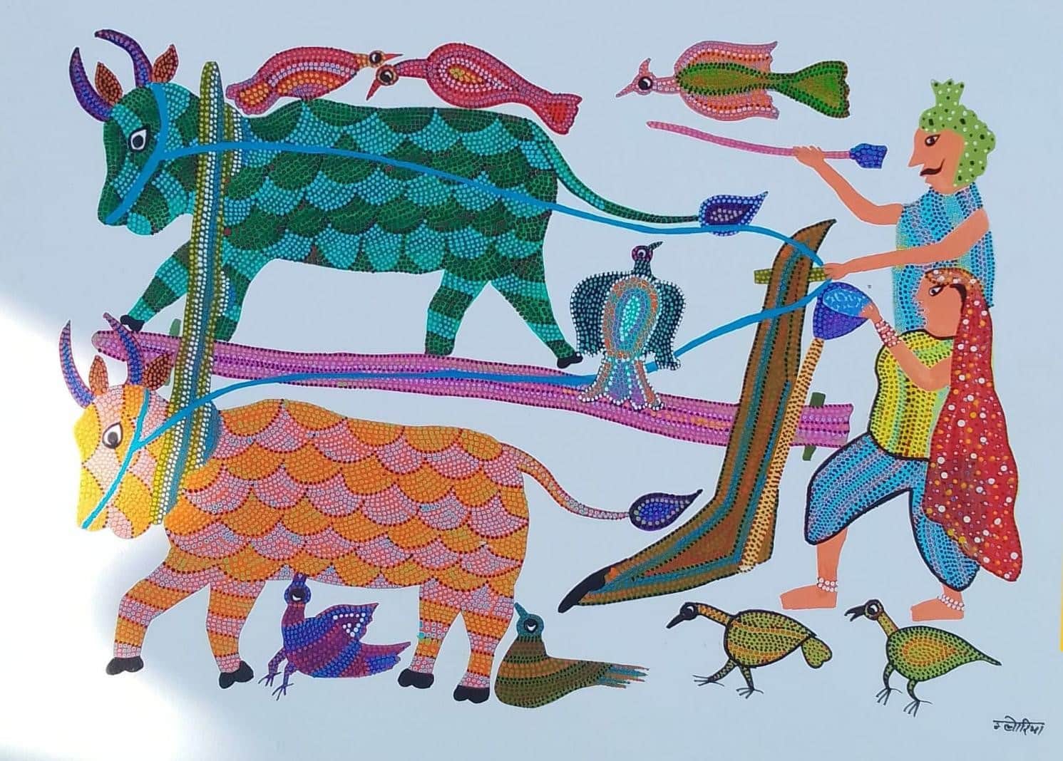 Bhil Pithora Painting #6 (21 x 30 cms) - International Indian Folk Art ...