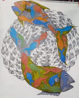 Fishes - Gond Painting - Raju - 06