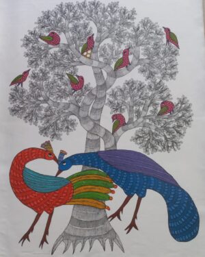 Peacock Family - Gond Painting - Aman Tekam - 02