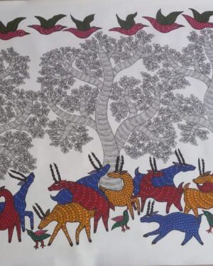 Group of Deer - Gond Painting - Aman Tekam - 08
