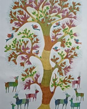 Deer and Birds - Gond Painting - Basanti Maravi - 04