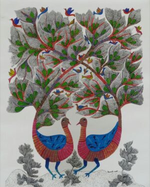 Peacocks - Gond Painting - Basanti Maravi - 07
