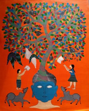 Thoughts of Buddha - Gond Painting - Manisha - 01