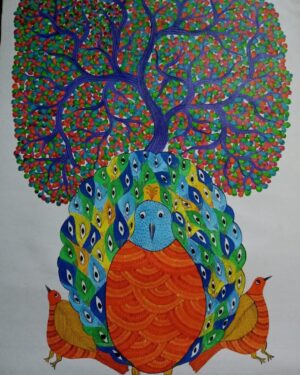 Peacock and Tree - Gond Painting - Manisha - 04