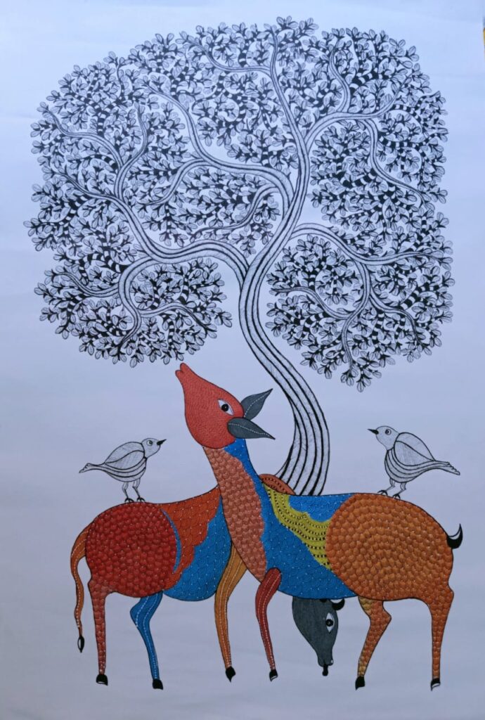 Deer and Tree - Gond Painting (24