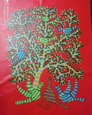 Birds on a Tree - Gond Painting - Sandeep Kumar - 02