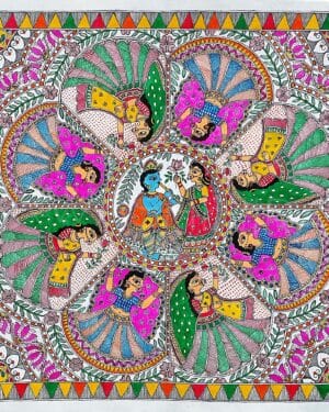 Krishna Raas - Madhubani painting - Uravashi Nirala - 09