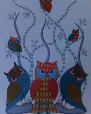Owls - Gond Painting - Raju - 03
