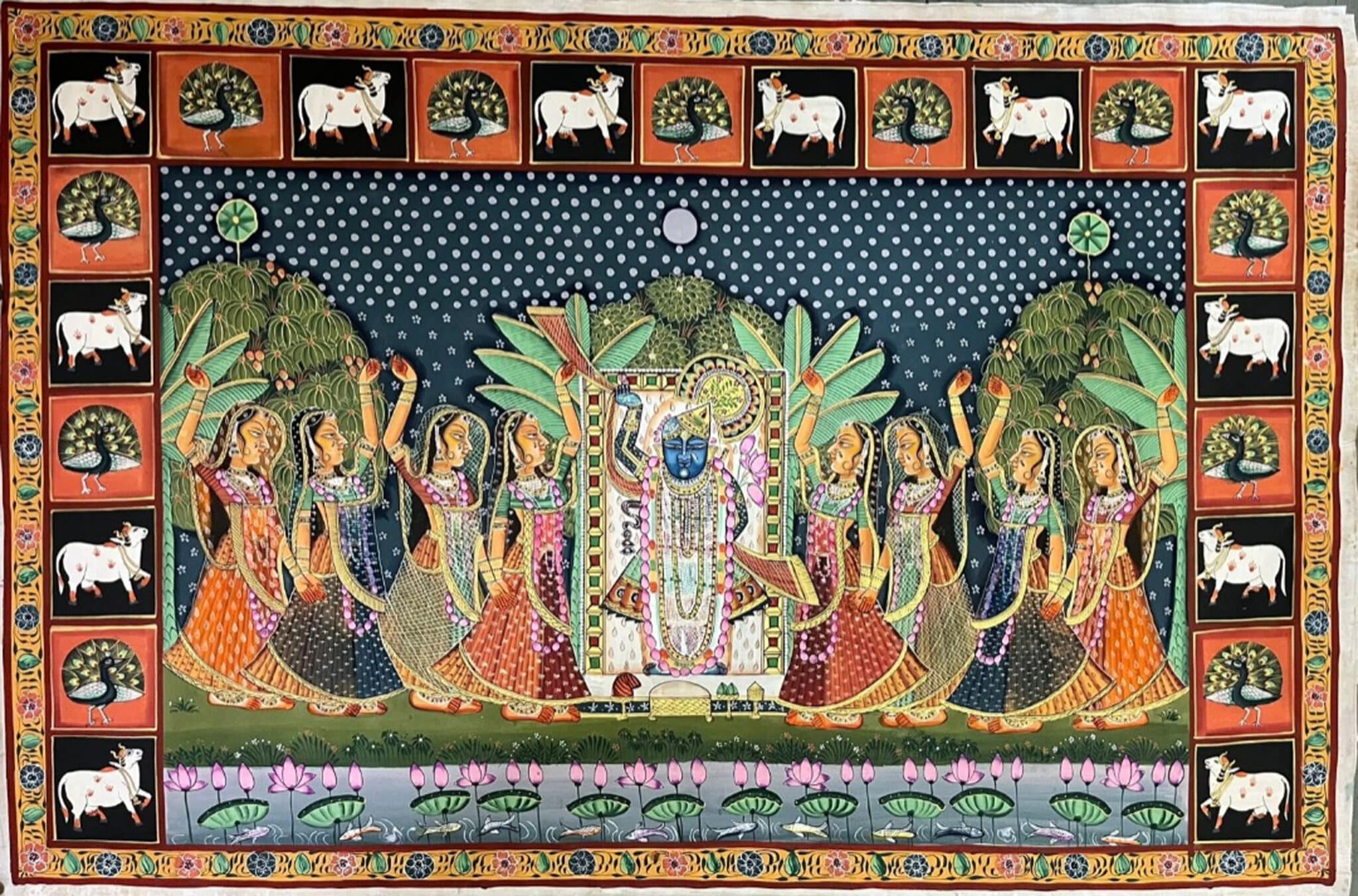 Handmade Shrinathji Pichwai Painting International Indian Folk Art Handmade Shrinathji Pichwai Painting International Indian Folk Art