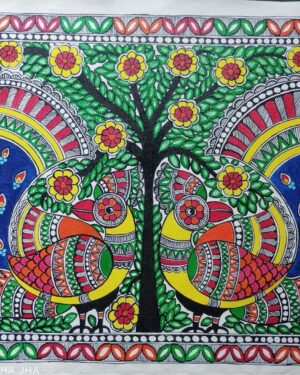 Peacocks - Madhubani painting - Shikha Jha - 06