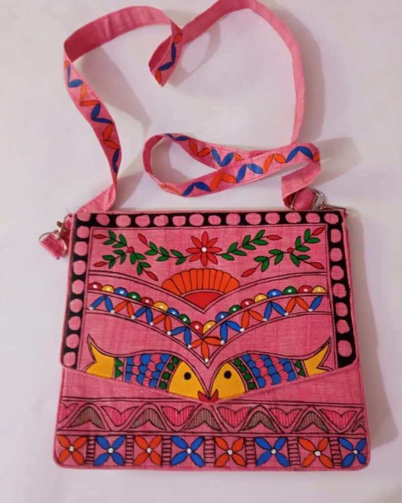 Madhubani Flap women Hand-painted crossbody sling bag