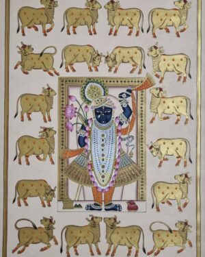 Shrinath ji with Cow - Pichwai Painting - Kiran Kumar - 02