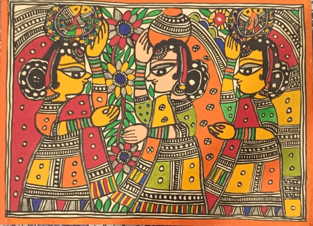 Women of Mithila #1 – Madhubani painting (11″ x 15″) – International ...