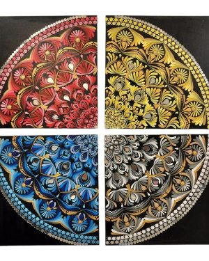 Set of 4 pieces of mandalas -Dot Mandala - 02 - Kavita