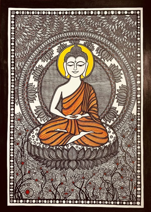 Buddha - Madhubani painting - Spandita - 05