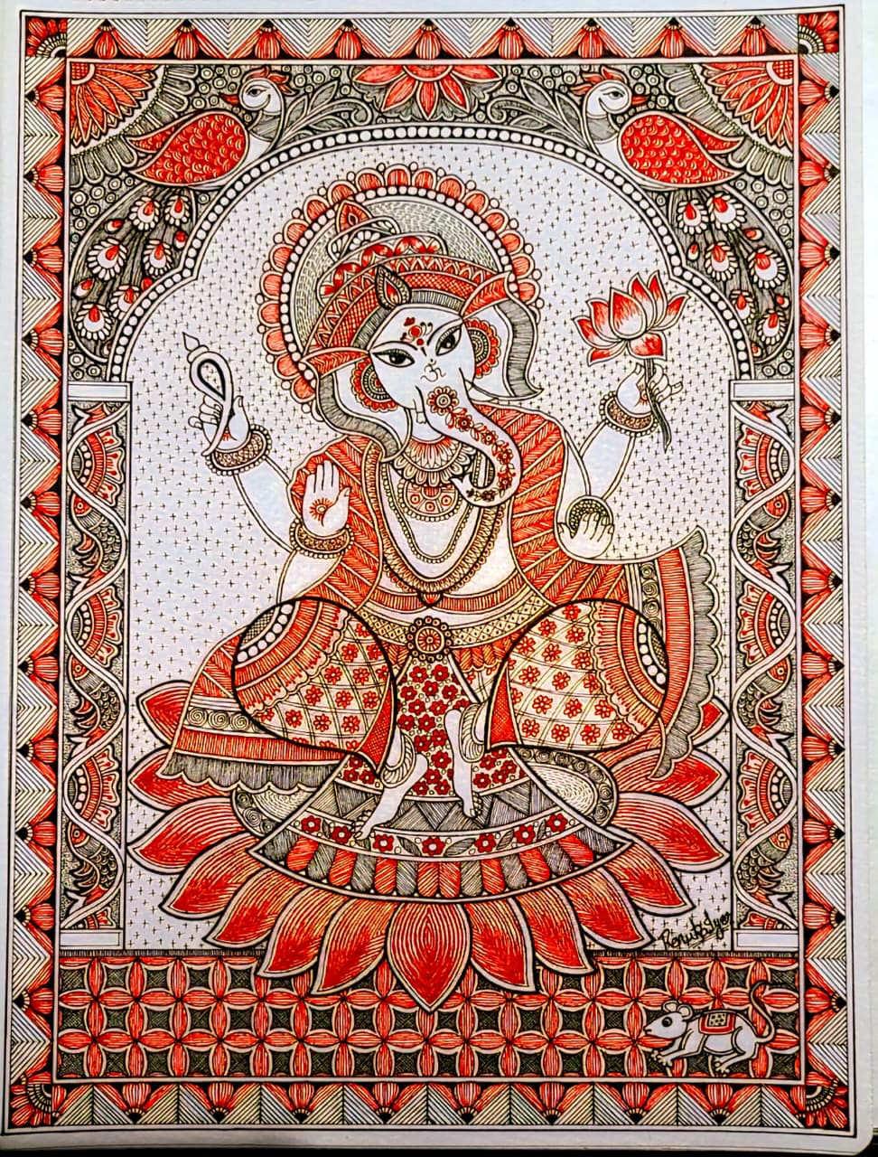 Ganesha - Madhubani Painting - Renuka - 05
