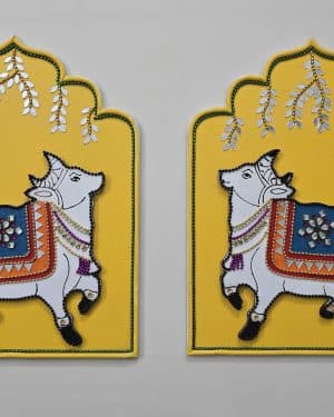 Handcrafted Lippan Art – “Divine Nandi Wall Décor