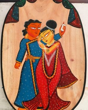 Babu-Bibi - Wood Wall Hanging #2 - Kalighat Painting - Jahir - 2