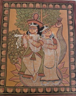 Radha Krishna #1 - Kalighat Painting - Jahir