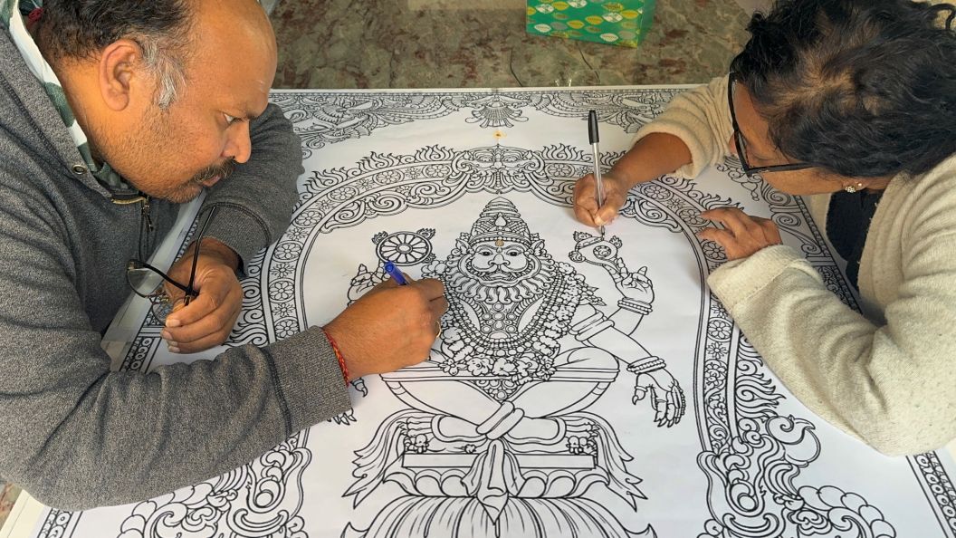 Yoga Narasimha Sketching process IMG_3388